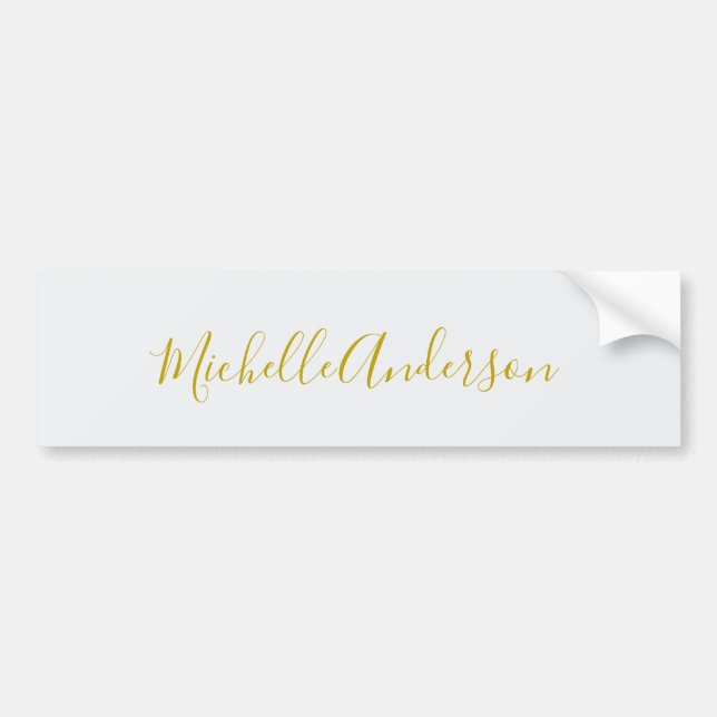 Guld Färg Modern Minimalist Handskriven Namn Bildekal (Framsidan)
