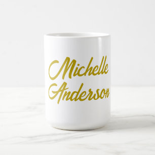 Guld Färg Modern Minimalist Handskriven Namn Kaffemugg