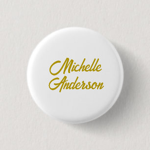 Guld Färg Modern Minimalist Handskriven Namn Knapp