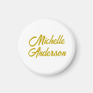 Guld Färg Modern Minimalist Handskriven Namn Magnet