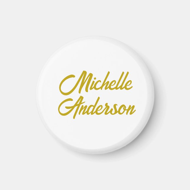 Guld Färg Modern Minimalist Handskriven Namn Magnet (Framsidan)