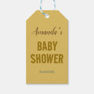 Guld Färg Modern Minimalistisk Bebis Shower Presentetikett