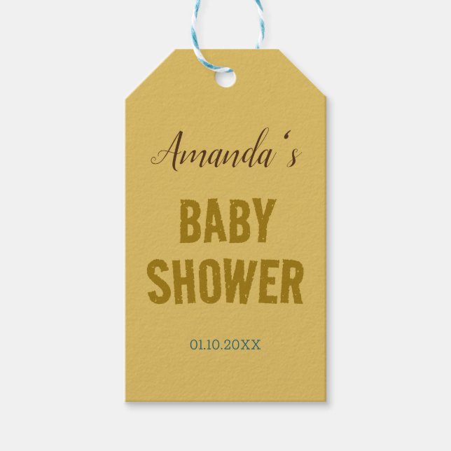 Guld Färg Modern Minimalistisk Bebis Shower Presentetikett (Framsidan)