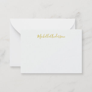 Guld Färg, modern, minimalistisk handstil Namn Anteckningskort