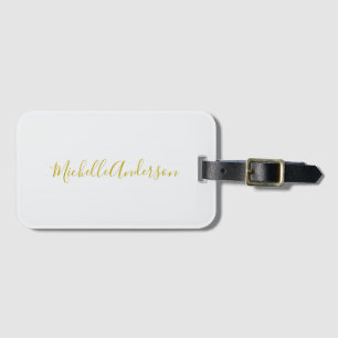 Guld Färg, modern, minimalistisk handstil Namn Bagagebricka
