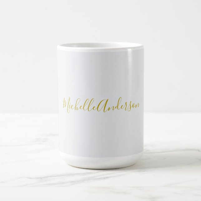 Guld Färg, modern, minimalistisk handstil Namn Kaffemugg (Center)