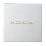 Guld Färg, modern, minimalistisk handstil Namn Kakelplatta<br><div class="desc">Modern enkel design med enkel Professionell</div>