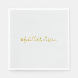 Guld Färg, modern, minimalistisk handstil Namn Pappersservett
