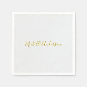 Guld Färg, modern, minimalistisk handstil Namn Pappersservett