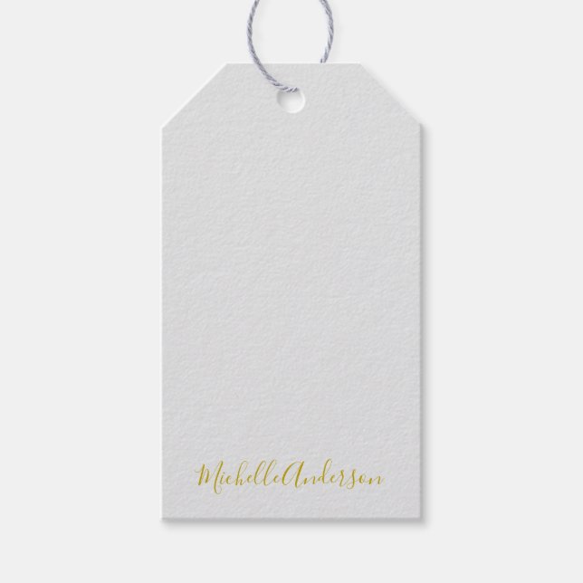 Guld Färg, modern, minimalistisk handstil Namn Presentetikett (Framsidan)