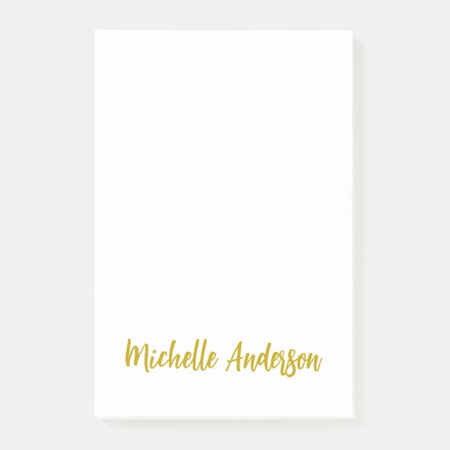 Guld Färg Modern Minimalistisk Namn Post-it Block (Framsida)