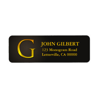 Guld Färg Monogram G Returetiketter Returadress Etikett