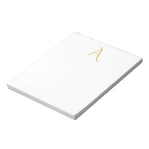 Guld Färg Monogram Initial Professionell Vit Anteckningsblock