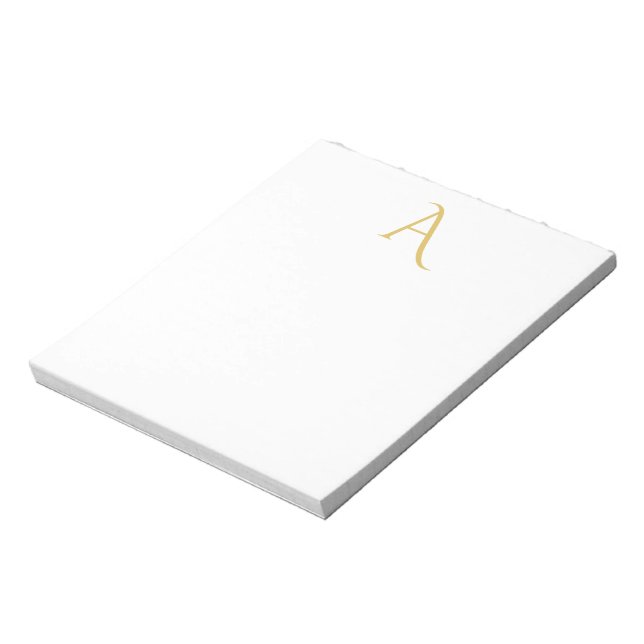 Guld Färg Monogram Initial Professionell Vit Anteckningsblock (Roterad)