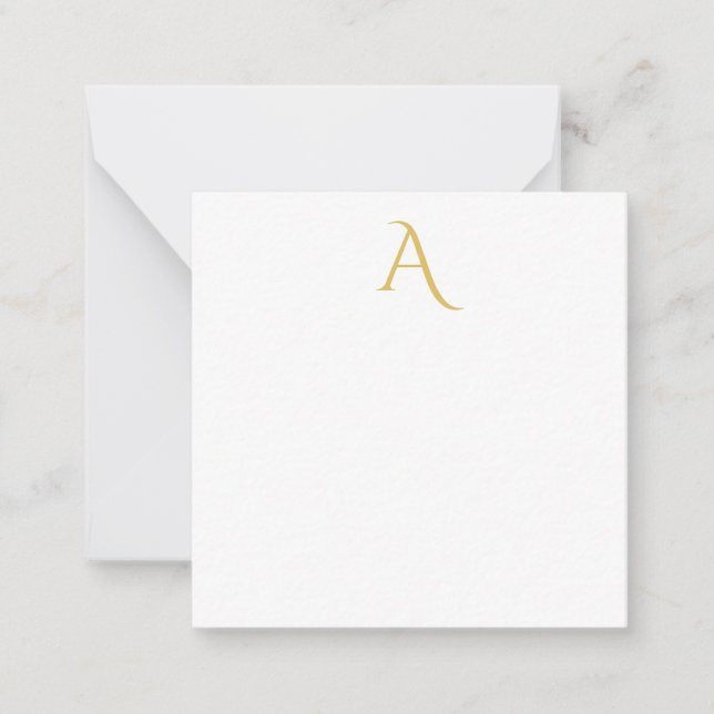 Guld Färg Monogram Initial Professionell Vit Anteckningskort (Framsida)