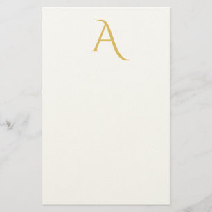 Guld Färg Monogram Initial Professionell Vit Brevpapper