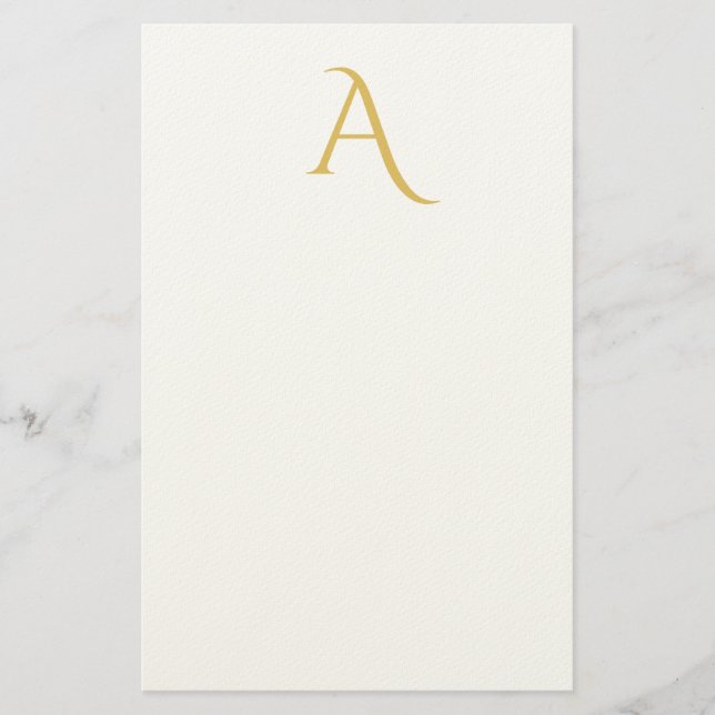 Guld Färg Monogram Initial Professionell Vit Brevpapper (Framsida)