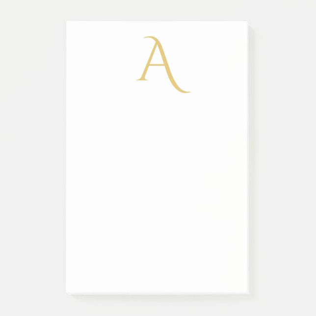 Guld Färg Monogram Initial Professionell Vit Post-it Block (Framsida)