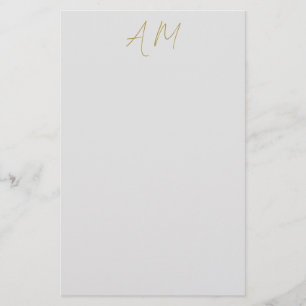 Guld Färg Monogram Initialer Calligraphy Pro Brevpapper