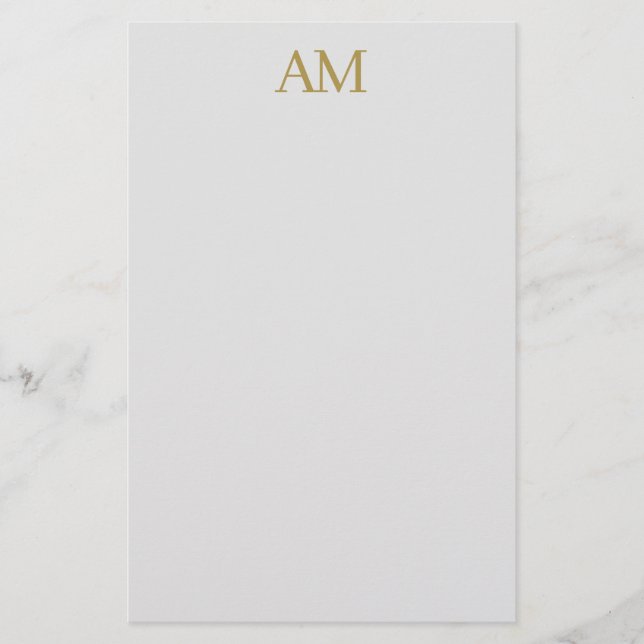Guld Färg Monogram Initialer Calligraphy Pro Brevpapper (Framsida)
