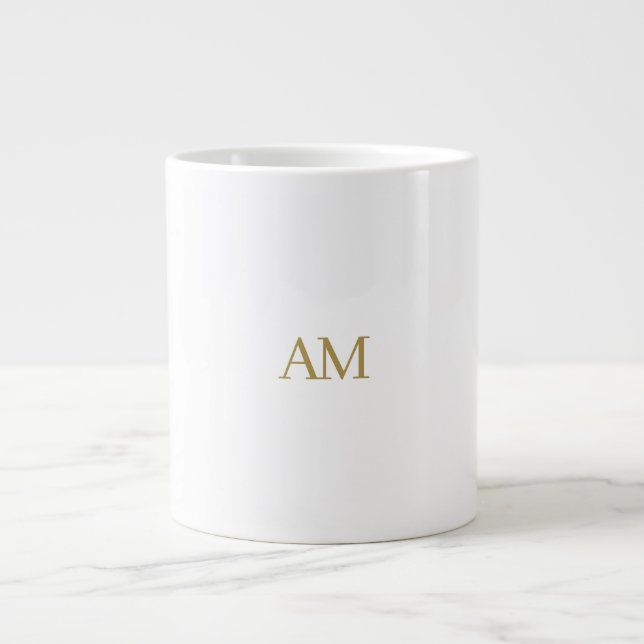 Guld Färg Monogram Initialer Calligraphy Pro Jumbo Mugg (Framsidan)