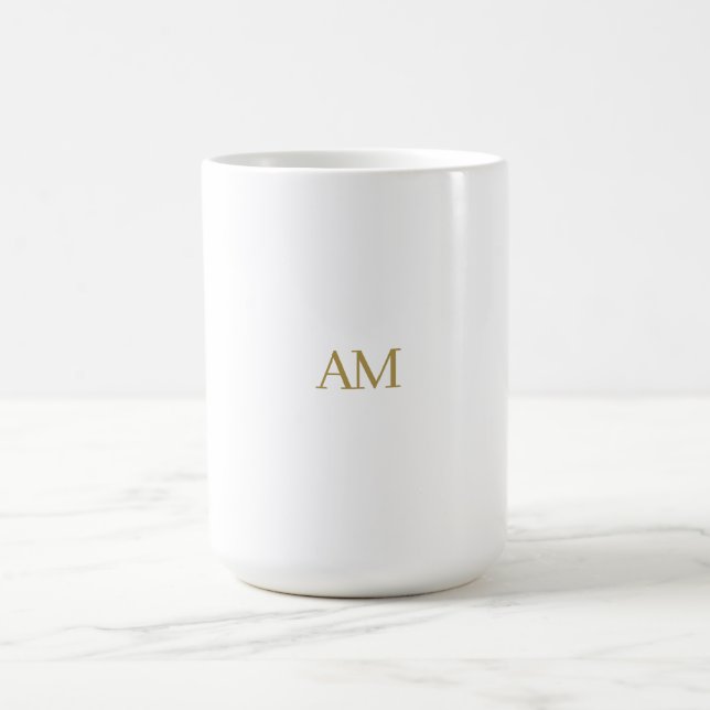 Guld Färg Monogram Initialer Calligraphy Pro Kaffemugg (Center)