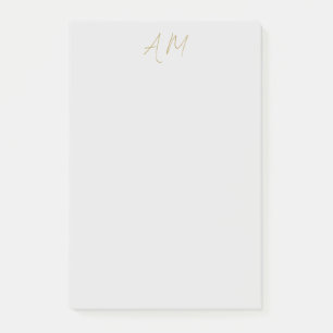 Guld Färg Monogram Initialer Calligraphy Pro Post-it Block