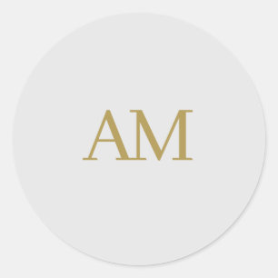 Guld Färg Monogram Initialer Calligraphy Pro Runt Klistermärke