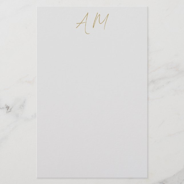 Guld Färg Monogram Initialer Kalligrafi Pro Brevpapper (Framsida)