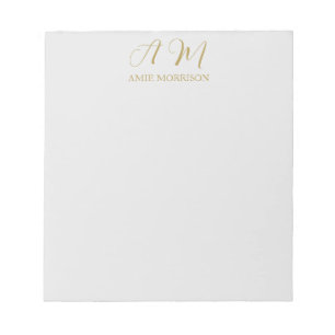 Guld Färg Monogram Initialt Namn Kalligrafi Anteckningsblock