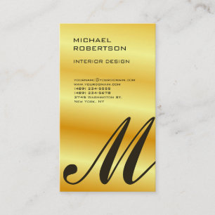 Guld Färg Monogram Insida Designer Plain Visitkort