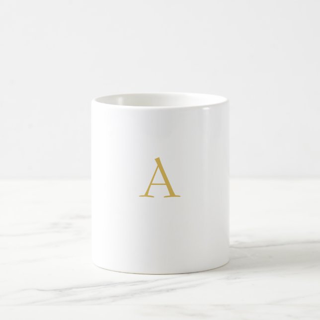 Guld Färg Monogram Professionell Anpassad Kaffemugg (Center)
