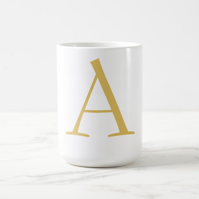Guld Färg Monogram Professionell Anpassad Kaffemugg (Center)