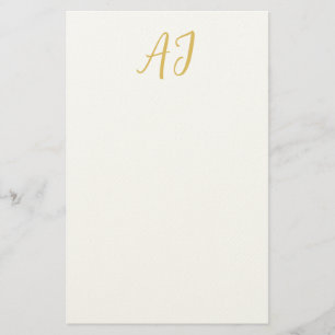 Guld Färg Monogram Professionell Klassisk Initial Brevpapper