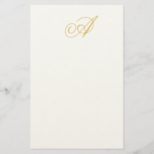 Guld Färg Monogram Professionell Klassisk Initial Brevpapper