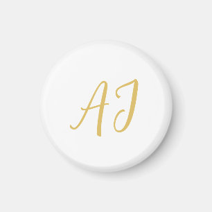 Guld Färg Monogram Professionell Klassisk Initial Magnet