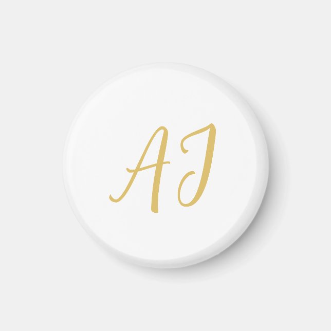 Guld Färg Monogram Professionell Klassisk Initial Magnet (Framsidan)