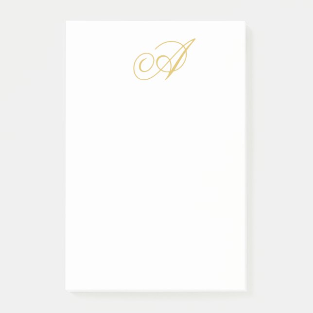 Guld Färg Monogram Professionell Klassisk Initial Post-it Block (Framsida)