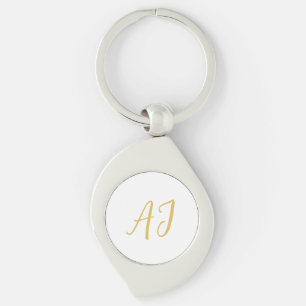 Guld Färg Monogram Professionell Klassisk Initial Swirl Silverfärgad Nyckelring