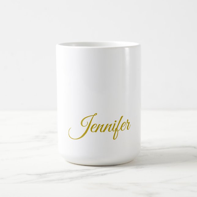 Guld färg namn professionell minimalistisk modern  kaffemugg (Center)