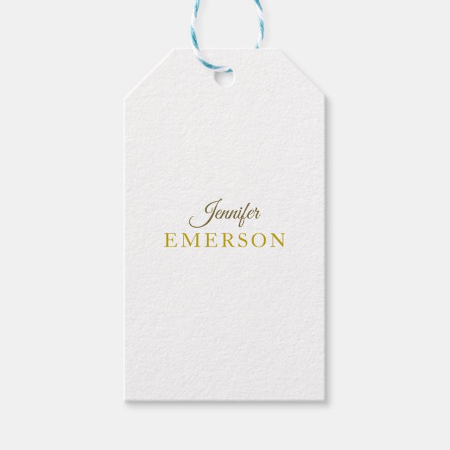Guld färg namn professionell minimalistisk modern  presentetikett (Framsidan)