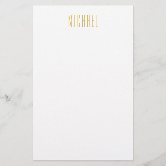 Guld Färg Professionell Trendig Minimalistisk Namn Brevpapper (Framsida)