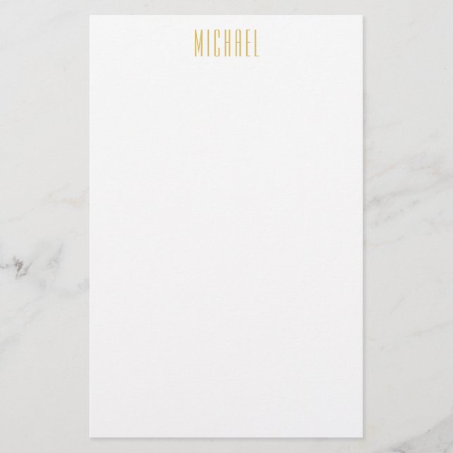 Guld Färg Professionell Trendig Minimalistisk Namn Brevpapper (Framsida)