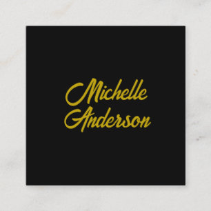 Guld Färg Svart Modern Minimalist Handskriven Namn Tilläggskort