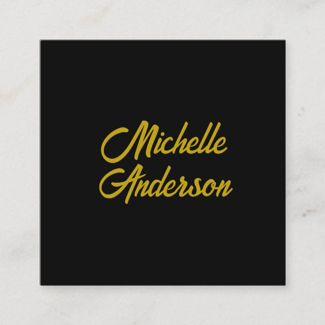 Guld Färg Svart Modern Minimalist Handskriven Namn Tilläggskort (Framsida)