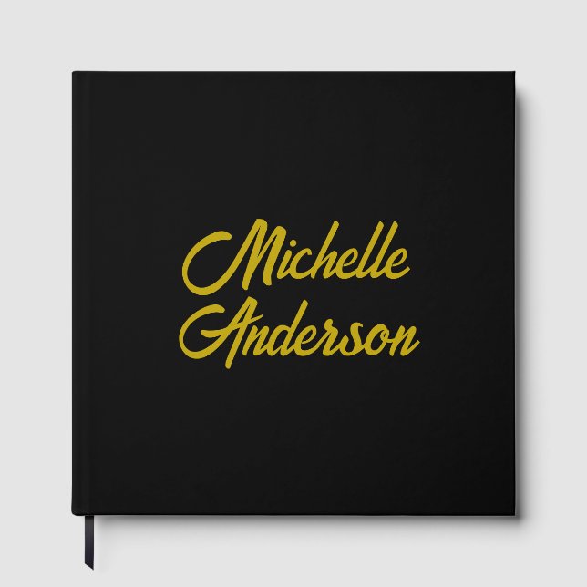 Guld Färg Svart Modern Minimalistisk Handskriven N Gästböcker (Framsida)
