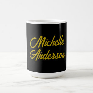 Guld Färg Svart Modern Minimalistisk Handskriven N Kaffemugg
