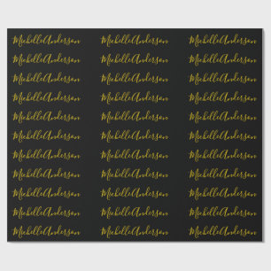 Guld Färg Svart Modern Minimalistisk Handskriven N Presentpapper