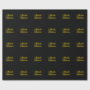 Guld Färg Svart Modern Minimalistisk Handskriven N Presentpapper