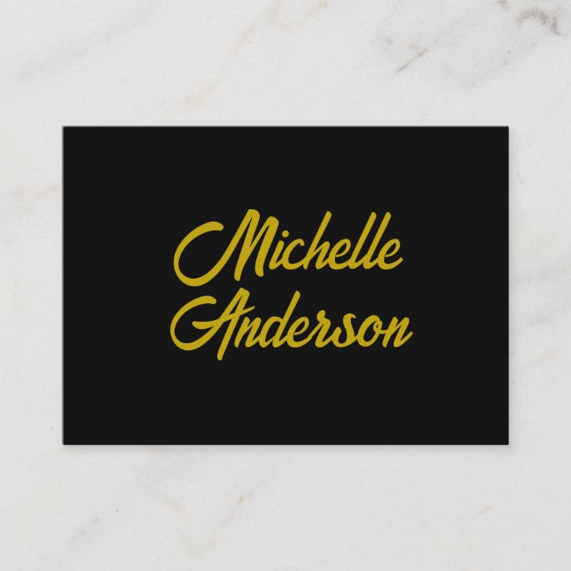 Guld Färg Svart Modern Minimalistisk Handskriven N Tilläggskort (Framsida)